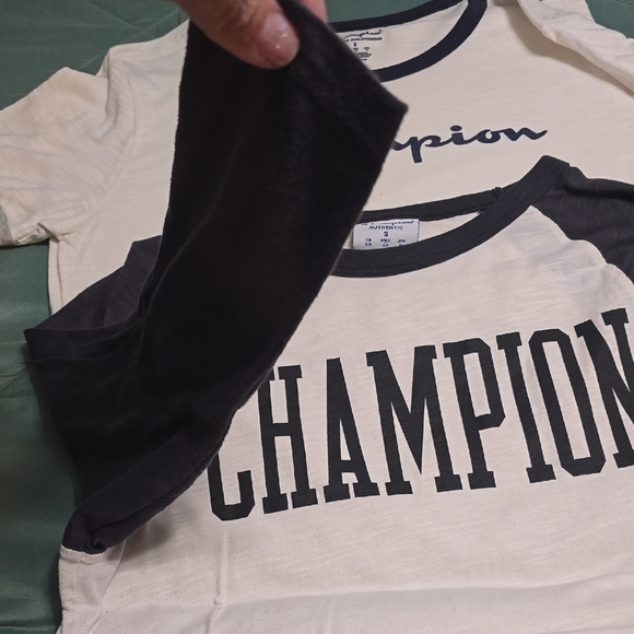 Champion Cream and Black Raglan Short Sleeve Tee - Picture 7 of 7